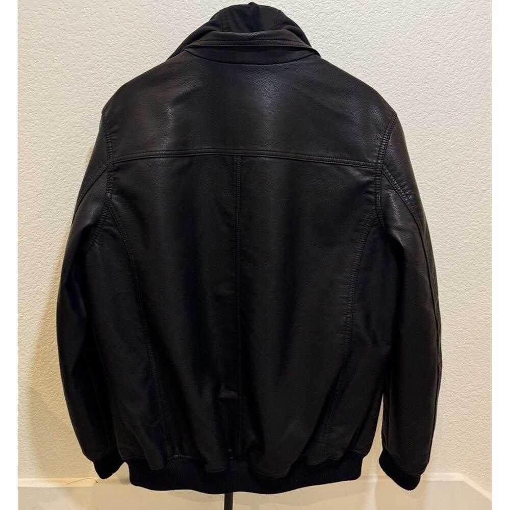 Murano Big & Tall Black Bomber with Knit Hood Faux Leather Jacket. Size LT . New - Picture 5 of 6